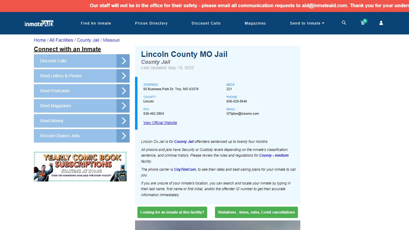 Lincoln County MO Jail - Inmate Locator - Troy, MO